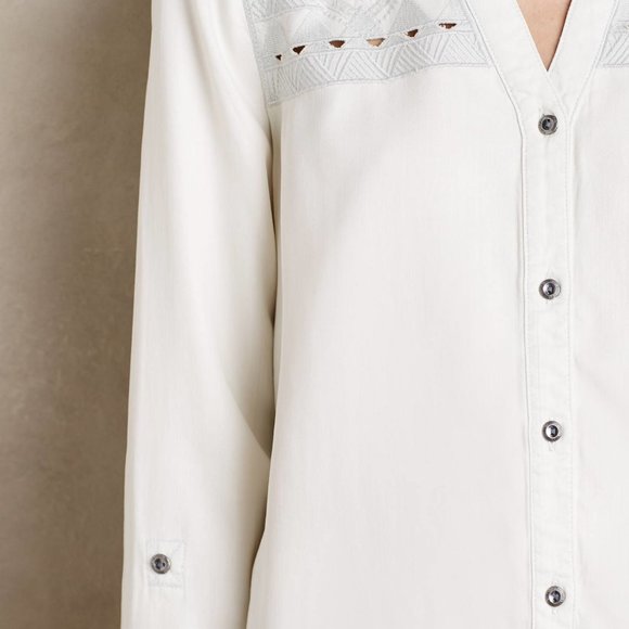 Anthro Tyla Holding Horses Chambray Cut Out Button - Picture 3 of 12